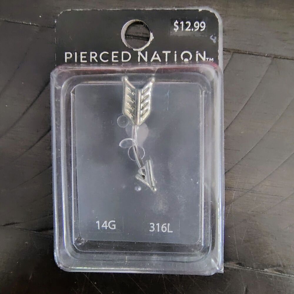 Spencer Gifts Pierced Nation Silver Arrow Belly Button Ring 14G Spencer's